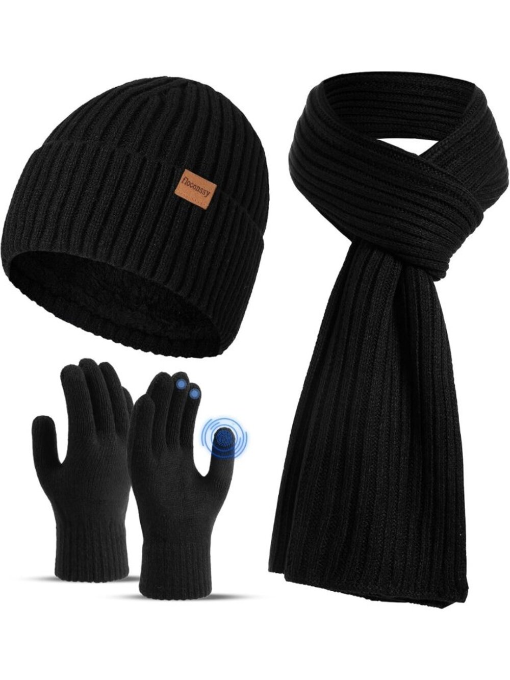 Cozy Men's Winter Knit Hat, Scarf & Gloves Set - Thermal Gift Combo for Cold